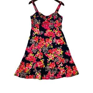 Vintage Babydoll Dress Sweetheart Neck Size 8 Rockabilly Floral Smocked‎ Y2K